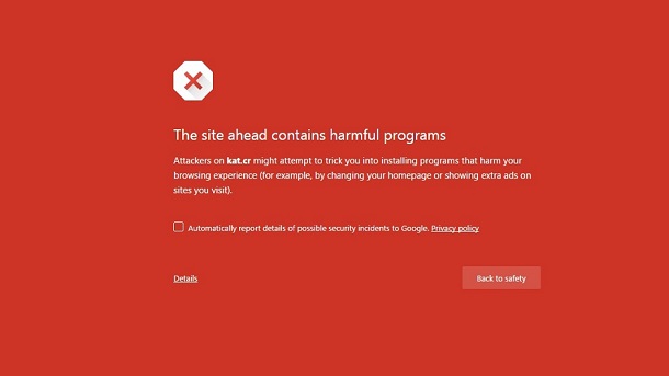 Google Chrome upozorenje